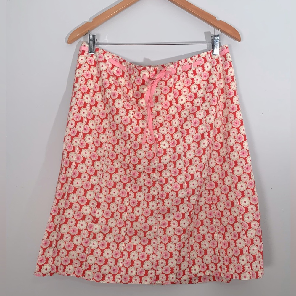 J. Crew Pink Floral A-Line Skirt